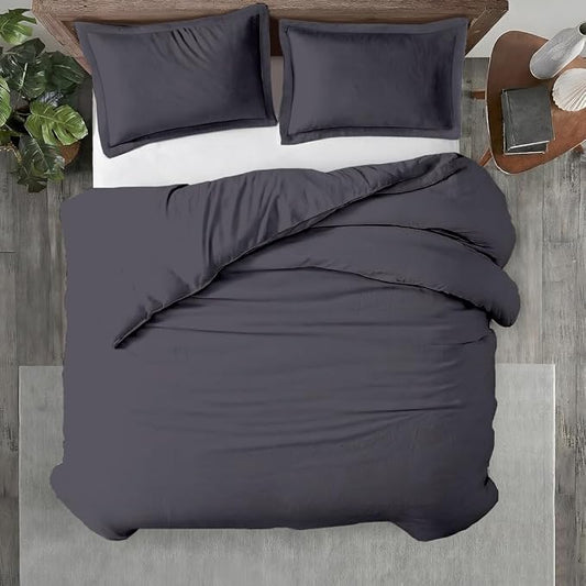 Kotton Culture 1 Pc California King Duvet Cover Only-100% Egyptian Cotton 600 Thread Count Ultra Soft Premium Durable Comforter Cover Zipper Closure & Corner Ties- (Grey, 104" X 98")