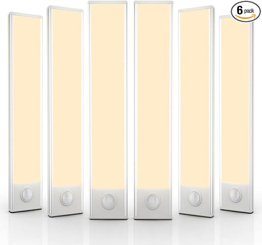 6 Pack Under Cabinet Lights Wireless, 50 LED Motion Sensor Light Indoor Rechargeable Magnetic Closet Lights Battery Operated, Under Counter Lights for Kitchen, Wardrobe, Stairs, Warm Light