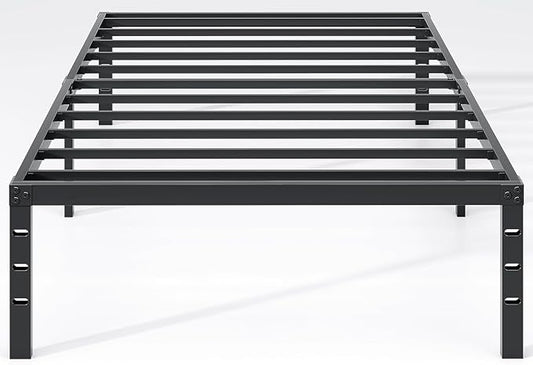 NEW JETO Metal Bed Frame,Twin Size Bed Frame with Storage Space,Heavy Duty Sturdy Mattress Foundation,Easy Assembly,No Box Spring Needed, Black,14 Inch,Twin