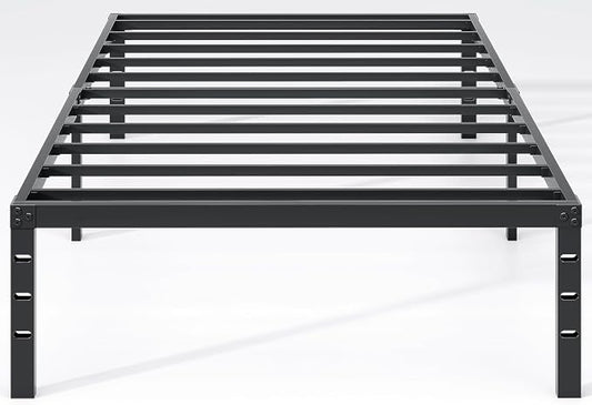 NEW JETO Metal Bed Frame,Twin Size Bed Frame with Storage Space,Heavy Duty Sturdy Mattress Foundation,Easy Assembly,No Box Spring Needed, Black,12 Inch,Twin