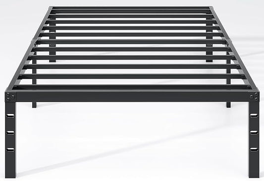 NEW JETO Metal Bed Frame,Twin Size Bed Frame with Storage Space,Heavy Duty Sturdy Mattress Foundation,Easy Assembly,No Box Spring Needed, Black,16 Inch,Twin