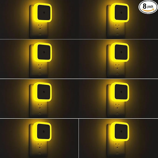 Sujeet Night Light, Night Lights Plug into Wall 8-Pack, Nightlight Plug in Night Light, Dusk to Dawn Night Lamp Led (Amber)