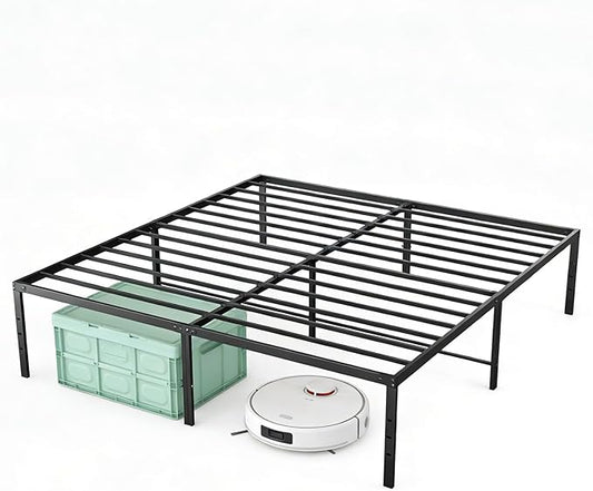 OLIXIS Queen Bed Frame, Heavy Duty Sturdy 16 Inch Metal Platform Bed Frames, Enhanced Stability & Noise-Free, Under-Bed Storage, No Box Spring Needed, Easy Assembly