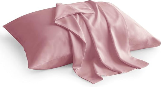 BEDELITE Pillow Cases Queen Size Set of 2, Rayon Derived from Bamboo, Cooling Pillow Cases for Hot Sleepers & Night Sweats, Breathable and Silky Soft Envelope Pillowcases(Rose Pink, 20"x30")