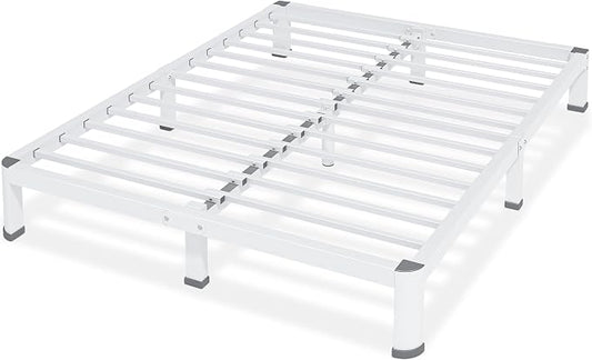 Superay 10 Inch Queen Size Metal Platform Bed Frame with Round Corners, Storage Space Under High Bed Frame-Heavy Duty Steel Slats Support, Noise Free - Easy Assembly - No Box Spring Needed, White