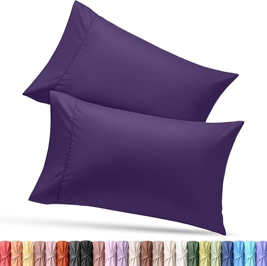 Utopia Bedding Pillow Cases Standard Size 2-Pack – Soft Brushed Microfiber – Envelope Closure – Perfect for Hospitals, Hotels, Guest Rooms – Oeko-TEX Certified, 20x26 Inches (Egg Plant)