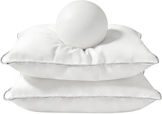 Luxury Down Feather Pillow Set of 2 - Queen/King Bed Pillows for Sleeping with Premium 100% Cotton Cover (Queen)