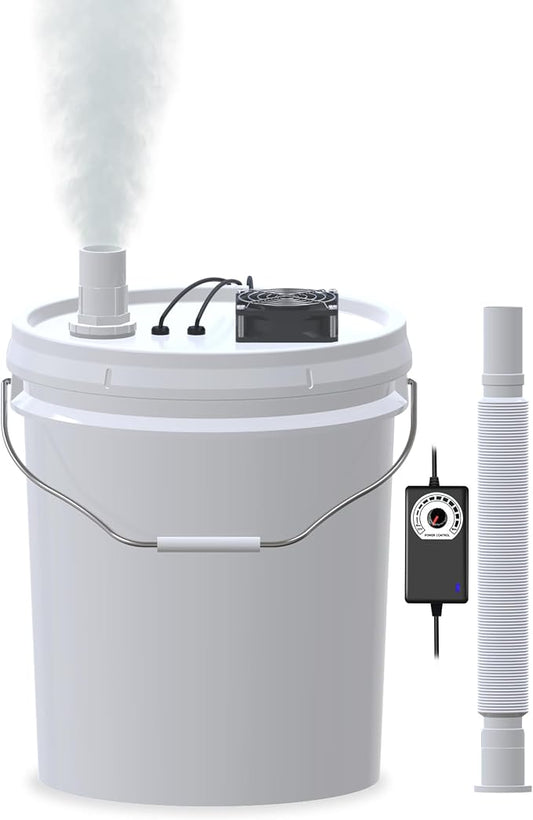 19L Large Capacity DIY Humidifier Kit - for Plants, Mushrooms, Grow Tents, Terrarium | Turns a 5 Gallon Bucket into Cool Mist Humidifier, Extendable Hose, High Output, Long Runtime (2 Foggers Kit)