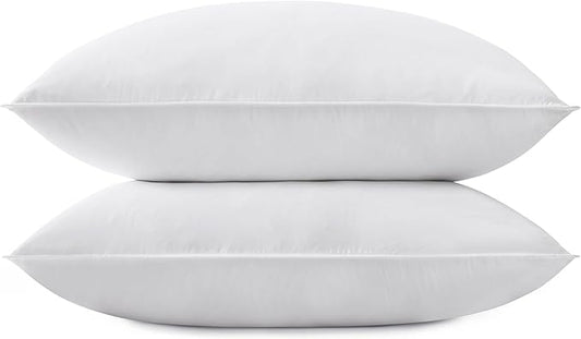 SNUG&COZY Grey Goose Feather Down Pillows for Sleeping(2 Pack)- Standard Size(20IN×26IN), Goose Feather&Down Filling,100% Down Proof, Machine Wash, White