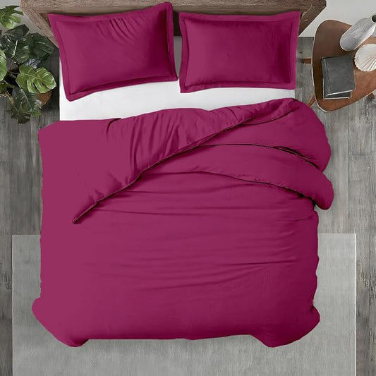 Kotton Culture 3 Pc 120"x120" Duvet Cover Set Super King Plus/Super Oversize King 100% Egyptian Cotton - 600 TC Comforter Cover, Zipper Closure & Corner Ties - Fits Only Extra Large Inserts -Hot Pink