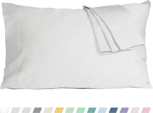 Pillow Cases, King Size Cotton Percale Weave Pillowcases, Pre-Shrunk Breathable and Hypoallergenic Pillowcases, Set of 2 (2 Piece King 20 Inch x 40 Inch, Light Gray)