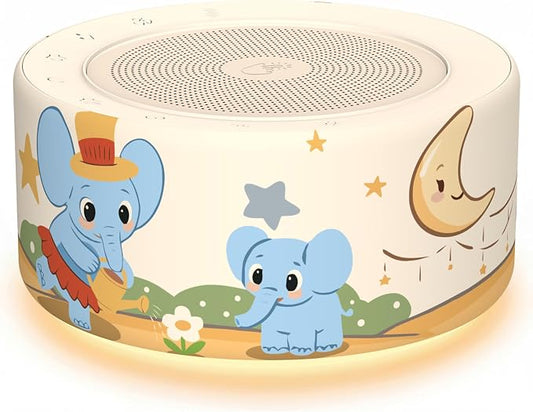 Kipcush White Noise Machine - Soft Non-Glare Nursery Lamp, 30 Soothing Sounds, 8 Color Lights, Max 8-Hour Timer for Baby & Adults (A Baby Elephant, Standard)