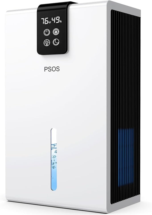 Dehumidifier, Dehumidifiers for Home, 98 OZ Water Tank, (1000 sq.ft) Quiet Dehumidifier for Basement Bathroom Bedroom with Humidity Display, Auto Shut Off, Relaxing 7 Color Ambient Light(White)