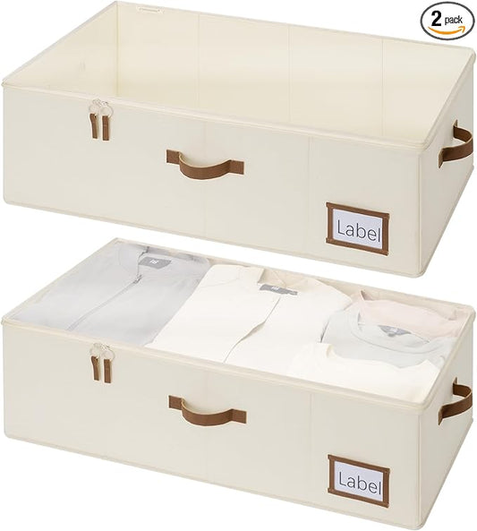 StorageWorks Under Bed Storage Bins, 10'' Underbed Storage Containers with Lid, 77L Clothes Organizer for Bedding, Blankets, Sweaters, Shoes, 2-Pack
