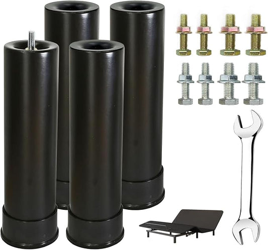 9 Inch Metal Adjustable Bed Base Frame Leg Replacement Heavy Duty Extra Height Leg Compatible with 89% of Frameworks Such as M8 M10 Thread (Set of 4)