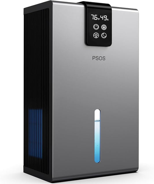 Dehumidifier, Dehumidifiers for Home, 98 OZ Water Tank, (1000 sq.ft) Quiet Dehumidifier for Basement Bathroom Bedroom with Humidity Display, Auto Shut Off, Relaxing 7 Color Ambient Light(Gray)