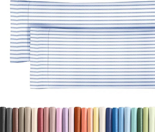 Body Pillowcases Set of 2-20x54 Long Body Pillow Case - Soft Body Pillow Cover for Sleeping & Side Sleepers - Comfy, Wrinkle & Fade Free - Machine Washable w/Envelope Enclosure Blue Stripes 2