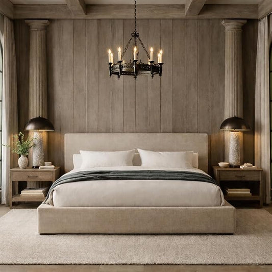Bed - Premium Waterproof Linen - Removable & Washable Cover - Soft Upholstered Minimalist Modern - Box Spring NOT Included (Beige Linen, Queen Headboard Cover)