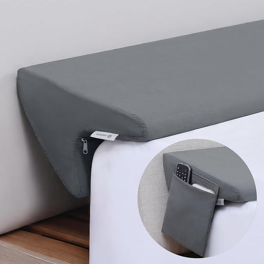 Vekkia 2-in-1 Queen Bed Wedge Pillow for Headboard Gap, Mattress Gap Filler Pillow to Cover 0-6" Gap, Bed Wedge Gap Filler with High-Density Foam, Removable Washable Cover, Gray, 60"x10"x8.5"