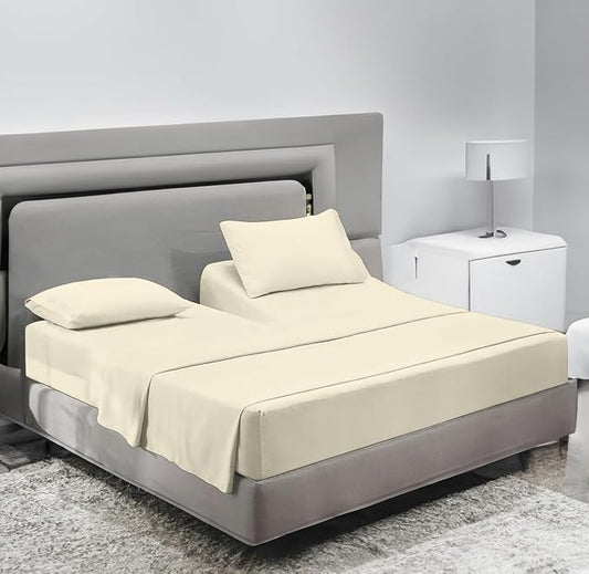 Sanders Collection Inc SCI Top Split Flex Sheet Set for Adjustable Bed 34" Split Head California King Size 800 Thread Count 100% Egyptian Cotton 4 Piece Set fits up to 16 Inch Deep Pocket (Ivory)
