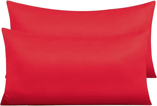 NTBAY Zippered Satin Pillow Cases for Hair and Skin, Luxury King Hidden Zipper Pillowcases Set of 2, 20x36 Inches, Red