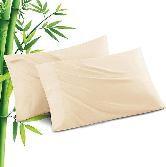 Pillowcases Queen Size 2 Pack, Cooling Viscose from Bamboo Pillow Cases with Envelope Closure, Cool & Breathable Pillow Cover for Hot Sleepers and Night Sweats, 20" x 30"