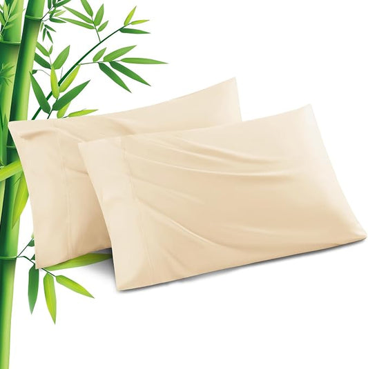 Pillowcases Standard Size 2 Pack, Cooling Viscose from Bamboo Pillow Cases with Envelope Closure, Cool & Breathable Pillow Cover for Hot Sleepers and Night Sweats, 20" x 26"