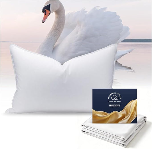 White Goose Down Pillow - Luxury Hotel Bed Pillow with Natural 900+ Fill Power, Natural Goose Feather Pillow for Sleeping, 600 Thread Count Cotton Shell, Standard Size- Firm, 1 Pack