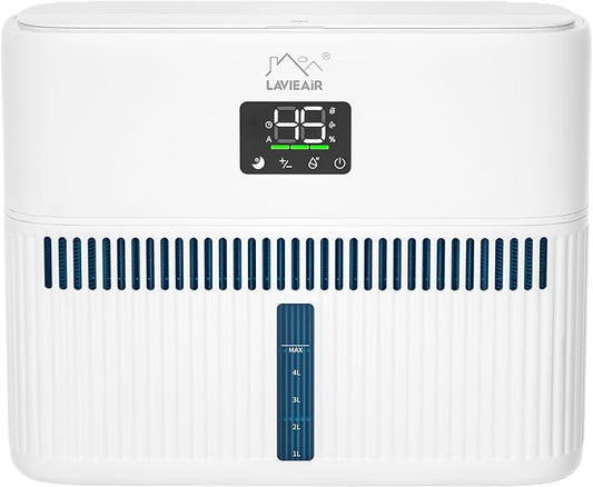 LAVIEAIR Evaporative Humidifiers for Bedroom, Living Room, Nursery, Large Room up to 300 ft², Mist-free No White Dust Top Fill Humidifier for Baby, Plants, 5L Tank, Max 48H Runtime, Easy to Clean
