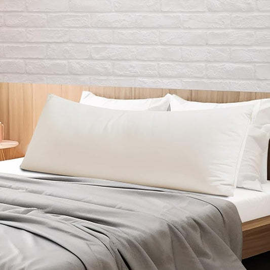 100% Egyptian Cotton Body Pillow Cover Long Pillow Case, 600 Thread Count Bed Pillow Protector with Zipper, Sateen Weave Cooling Full Body Pillowcase for Adults 20x54 Inches (1PC, Body, Light Beige)