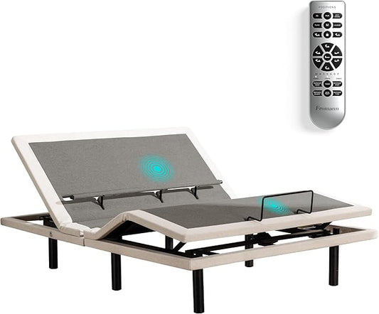 Froman Full Adjustable Bed Frame, Adjustable Bed Base with Massage, Wireless Remote, Lumber Support, Zero Gravity, Head & Foot Incline, Head Top Pillow Tilt, USB Ports, Nightlight, Anti-Snore