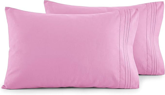 Elegant Comfort Luxury Ultra-Soft 2-Piece Pillowcase Set - 1500 Premium Hotel Quality Microfiber Double Brushed - Wrinkle Resistant, King Size, Light Pink