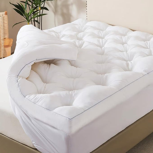 WhatsBedding 5 Inch Memory Foam Mattress Topper Queen Size, Supportive Fluffy Shredded Memory Foam Filled Pillow Top, Extra Soft Bed Topper with Deep Pocket, 60x80 in