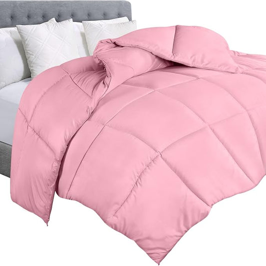 Utopia Bedding Queen Comforter Duvet Insert, Quilted Pink Comforter with Corner Tabs, Box Stitched Down Alternative Comforters Queen Size 88 x 88 inches