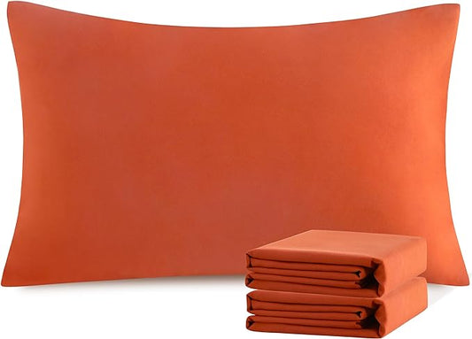 NTBAY Standard Pillowcase Set - 2 Pack Brushed Microfiber 20x26 Pillowcases - Soft, Wrinkle-Free, Fade-Resistant, Stain-Resistant, Brunt Orange Pillowcases with Envelope Closure - 20x26 Inches