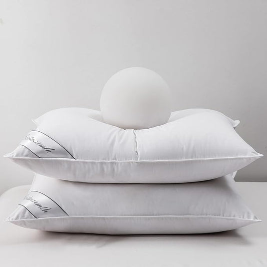 Goose Down Feather Pillows Bedding Hotel Pair Pillows 100% Cotton Cover Set of Two Queen Size 20x30inch White Color