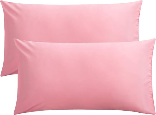 FLXXIE King Pillow Cases Set of 2, Soft Microfiber Pillow Covers with Envelope Closure, Wrinkle, Fade and Stain Resistant Pillowcases, 20x36, Pink