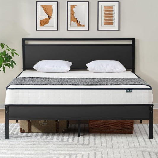 Z-hom Easy Assembly Sturdy Metal Platform Bed, Full Size Bed Frame with Headboard & Footboard, Anti-Slip & Silent Support, No Box Spring Needed with Underbed Storage, Modern Bedroom Furniture, Black