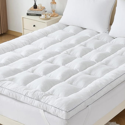 2 Inch Memory Foam Mattress Topper King for Back Pain, Extra Soft Pillow Top Mattress Topper, Fluffy Shredded Memory Foam Filled