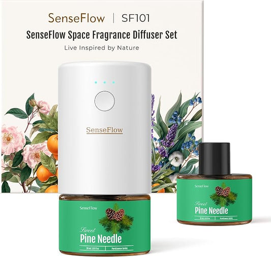 Essential Oil Diffuser for Home, Waterless Aromatherapy Diffuser SF101 Pro, Plug in Room Scent with 120-Day Natural Aroma, Covers 1000 Sq Ft – Free 30ml Pine Needle