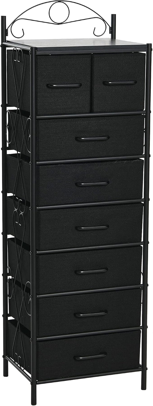 Household Essentials Black Oak & Iron Eight-Drawer Tower