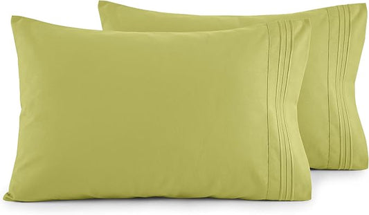 Elegant Comfort Luxury Ultra-Soft 2-Piece Pillowcase Set - 1500 Premium Hotel Quality Microfiber Double Brushed - Wrinkle Resistant, Standard/Queen, Pistachio Green