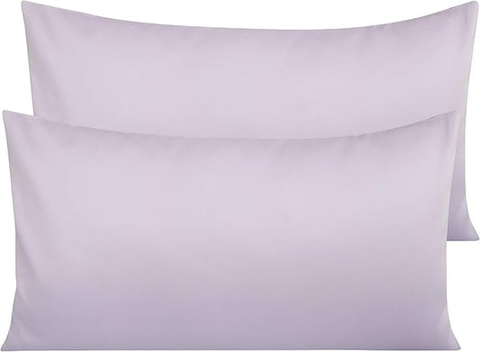 NTBAY Egyptian Cotton King Pillowcases - Set of 2, 500 Thread Count Cotton Pillowcases - Soft and Breathable Envelope Closure Pillow Cases - 20x36 Pillow Covers for Bed, Light Purple