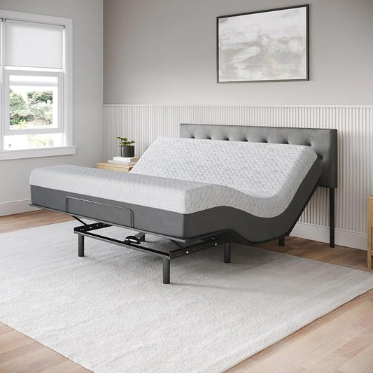 Celestial Sleep Aurora Adjustable Bed Base (Frame) + 8 inch Gel Memory Foam Mattress (Firm), Easy Assembly, Head and Foot Lift, Zero Gravity, Memory Positions, CertiPUR-US Bed - King