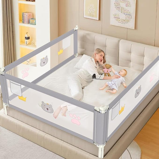 JWPEHOE Height Adjustable Bed Rail for Toddlers, Kids Safety Baby Bed Rail for Twin/Full/King/Queen Size Bed (1 Side, 74.8 Inch)