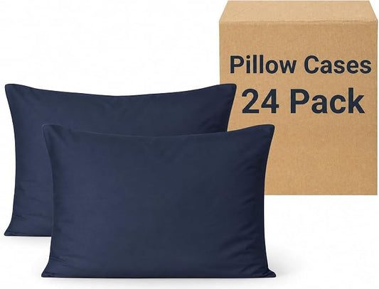 ZPECC Pillow Cases Bulk 24 Pack - King Pillowcases with Envelope Closure, Soft Brushed Microfiber Pillow Cover for Hotel Airb&bs Hospital Bedding Essential, Navy