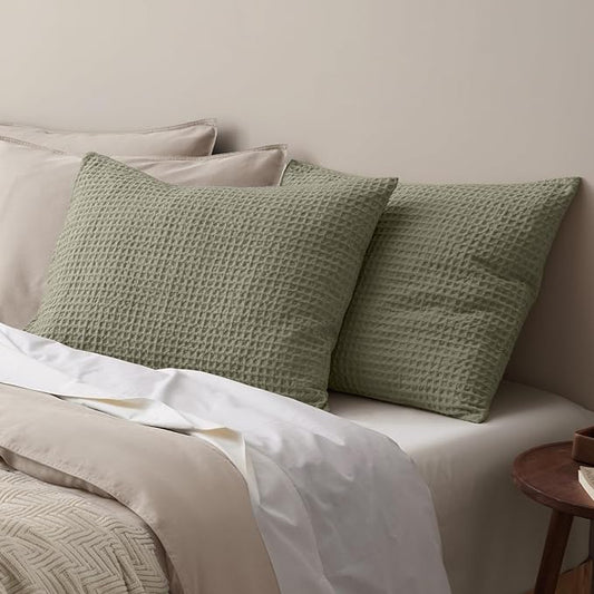 PHF Ultra Soft Waffle Weave Pillow Shams King Size, No Insert, 2 Pack 20" x 36" Pillowcases,Breathable & Skin-Friendly Pillow Cases, Stylish Decorative Bed Pillow Cases Covers,Dusty Sage