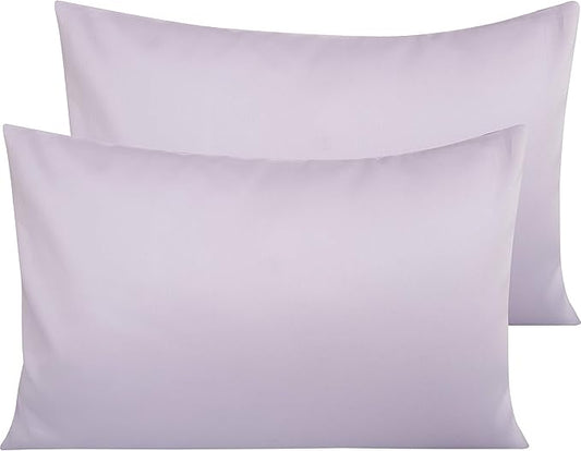 NTBAY Egyptian Cotton Queen Pillowcases - Set of 2, 500 Thread Count Cotton Pillowcases - Soft and Breathable Envelope Closure Pillow Cases - 20x30 Pillow Covers for Bed, Light Purple