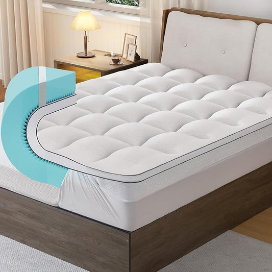 GEMBED Firm Memory Foam Mattress Topper Twin XL Size - Dual Layer 3 Inch Cooling Gel Memory Pad and 1 Inch Pillow Top Mattress for Back Pain - 39" x 80" x 4"
