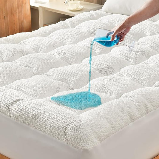 Premium 100% Waterproof Twin Mattress Topper, Breathable Mattress Pad, Rayon from Bambo Bed Protector, Deep Pocket Sheet Cover 8"-21"